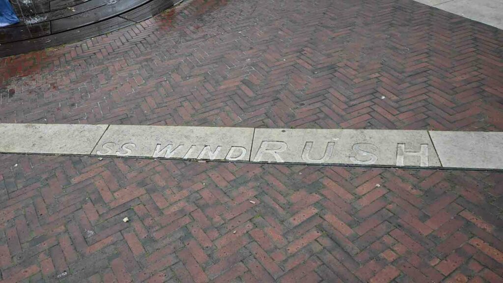 Paving stone with the words: SS Windrush