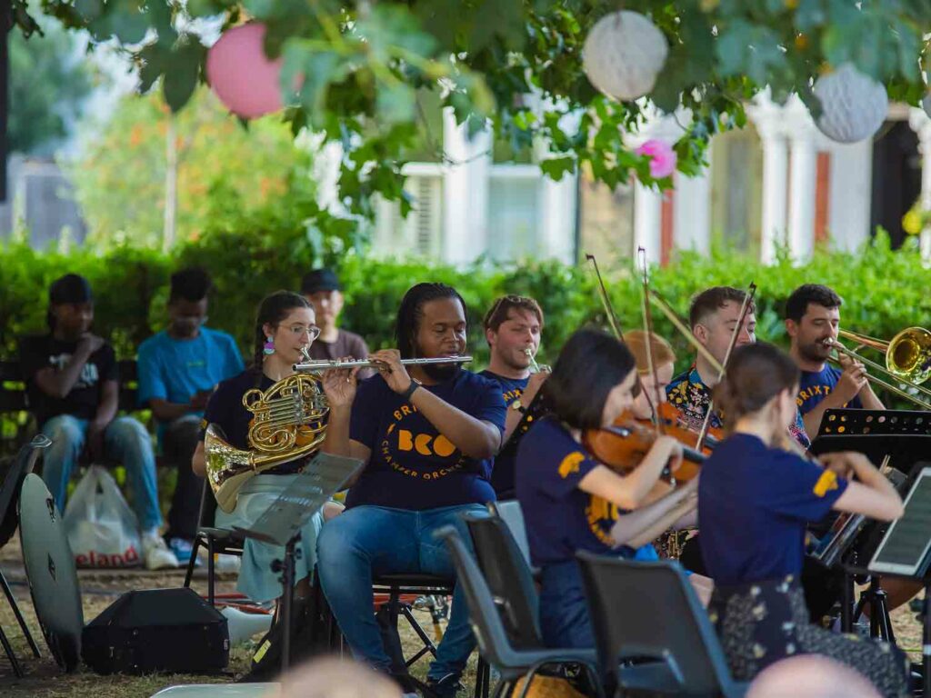 orchestra playing in open air