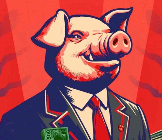 graphic of pig in suit