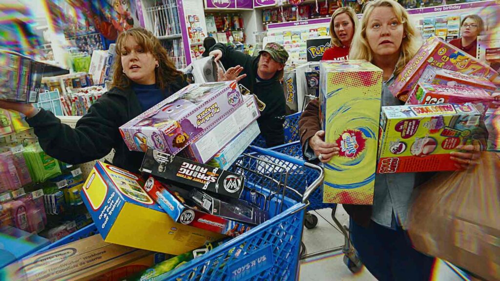 shoppers in a sale